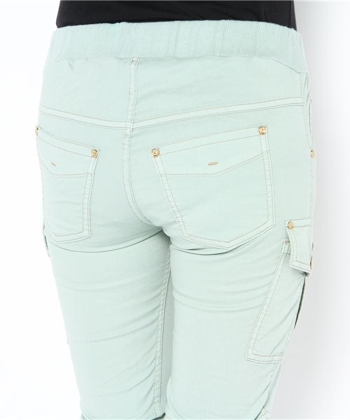 qualite(カリテ)の「カラーカーゴストレッチパンツ(カーゴパンツ・レディース・ミント/イエロー/オレンジ/ベージュ・2/1/3)」の8枚目の写真