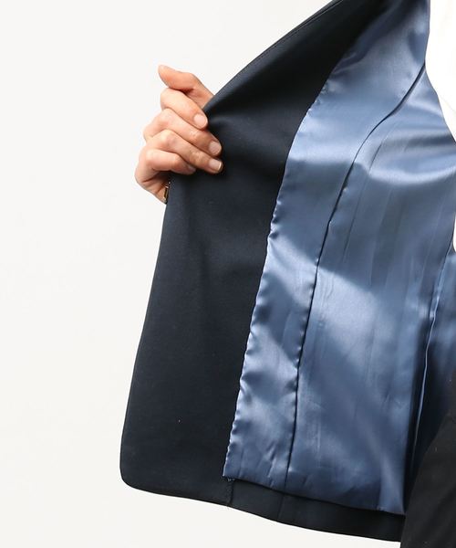 un dix cors（アンディコール）の「【通勤服】カルゼカットノーカラージャケット（ノーカラージャケット・レディース・ライトベージュ/ネイビー・ﾌﾘ-）」の3枚目の写真