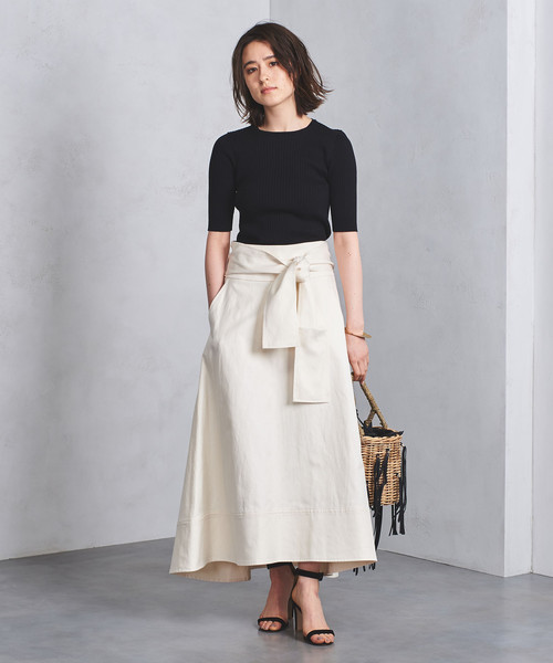 UNITED ARROWS（ユナイテッドアローズ）の「＜SACRA（サクラ）＞ベルト フレアスカート（スカート・レディース・オフホワイト/オリーブ・38/36）」の5枚目の写真