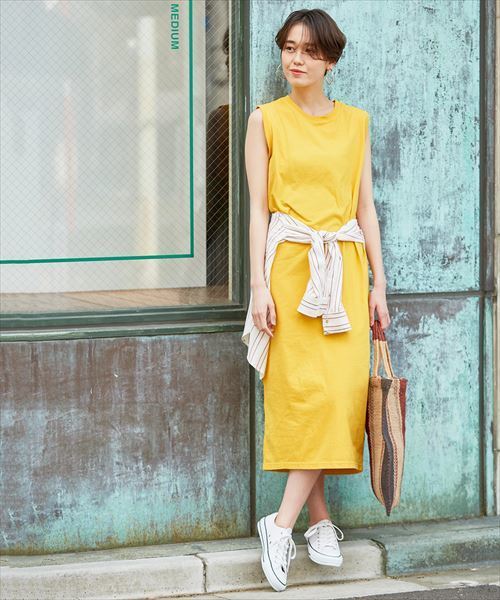 FRUIT OF THE LOOM（フルーツオブザルーム）の「【FRUIT OF THE LOOM × ADAM ET ROPE'】別注フルーツ染め ワンピース（ワンピース・レディース・ホワイト/イエロー/ダークブラウン/パープル/ライトグリーン・FREE）」の8枚目の写真