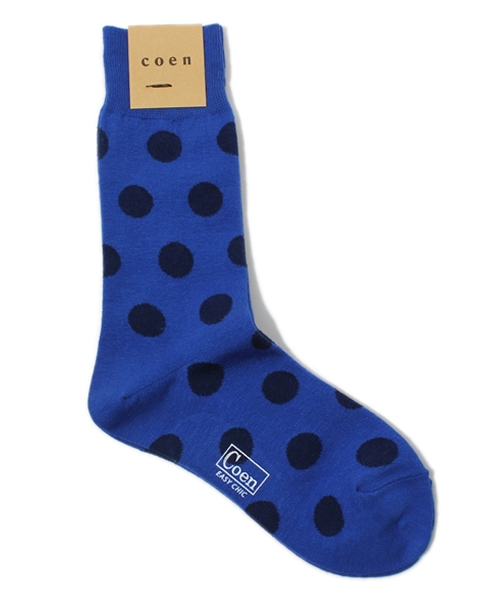 coen（コーエン）の「ビッグドット柄レギュラーソックス（ソックス/靴下・レディース・レッド/コバルトブルー・フリー）」の2枚目の写真