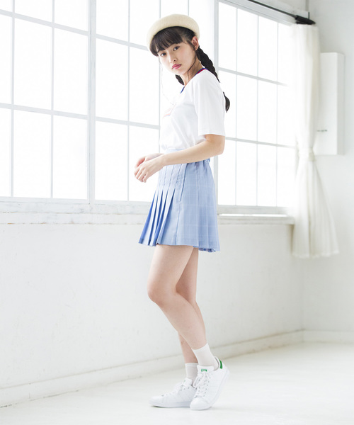 WEGO(ウィゴー)の「WEGO/チェックプリーツミニスカート(スカート・レディース・ライトグレー/サックスブルー/ピンク/ベージュ・MEDIUM/SMALL)」の8枚目の写真