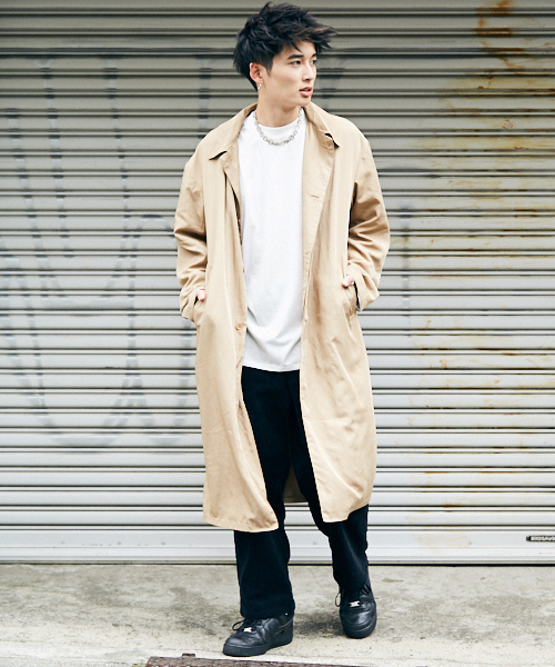 kutir（クティール）の「big soutien collar/ナイロンビッグステンカラーコート（ステンカラーコート・メンズ・ブラック/ベージュ・MEDIUM/LARGE）」の14枚目の写真