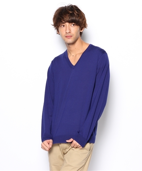 EDIFICE(エディフィス)の「◇16GG Vネックプルオーバー(ニット/セーター・メンズ・グリーン/オレンジ/ボルドー/ブルー系その他/ネイビー/チャコールグレー/ホワイト/ブラック・46/50/48/44)」の6枚目の写真