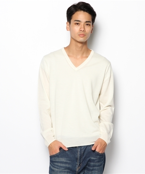 EDIFICE(エディフィス)の「◇16GG Vネックプルオーバー(ニット/セーター・メンズ・グリーン/オレンジ/ボルドー/ブルー系その他/ネイビー/チャコールグレー/ホワイト/ブラック・46/50/48/44)」の2枚目の写真