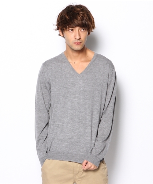 EDIFICE(エディフィス)の「◇16GG Vネックプルオーバー(ニット/セーター・メンズ・グリーン/オレンジ/ボルドー/ブルー系その他/ネイビー/チャコールグレー/ホワイト/ブラック・46/50/48/44)」の4枚目の写真