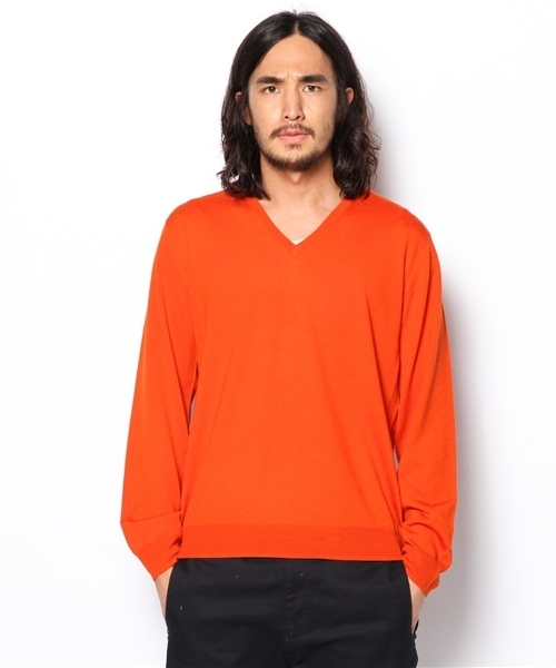 EDIFICE(エディフィス)の「◇16GG Vネックプルオーバー(ニット/セーター・メンズ・グリーン/オレンジ/ボルドー/ブルー系その他/ネイビー/チャコールグレー/ホワイト/ブラック・46/50/48/44)」の8枚目の写真