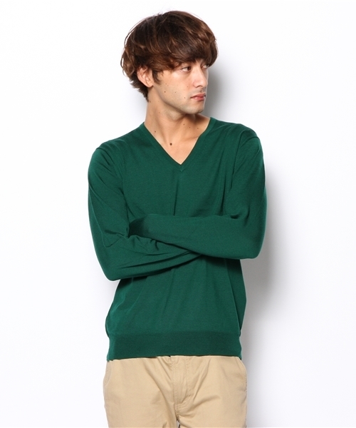 EDIFICE(エディフィス)の「◇16GG Vネックプルオーバー(ニット/セーター・メンズ・グリーン/オレンジ/ボルドー/ブルー系その他/ネイビー/チャコールグレー/ホワイト/ブラック・46/50/48/44)」の5枚目の写真