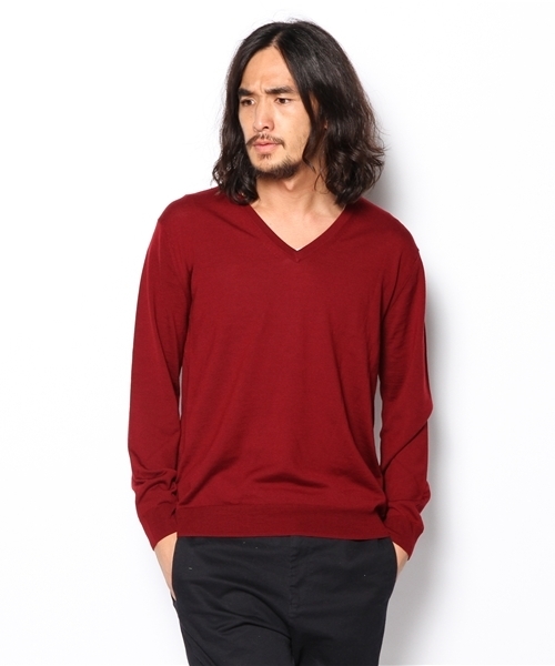 EDIFICE(エディフィス)の「◇16GG Vネックプルオーバー(ニット/セーター・メンズ・グリーン/オレンジ/ボルドー/ブルー系その他/ネイビー/チャコールグレー/ホワイト/ブラック・46/50/48/44)」の7枚目の写真