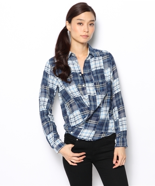 laule'a sunny side store(ラウレアサニーサイドストア)の「ブルーパッチワークシャツ(シャツ/ブラウス・レディース・サックスブルー/ネイビー・FREE)」の12枚目の写真