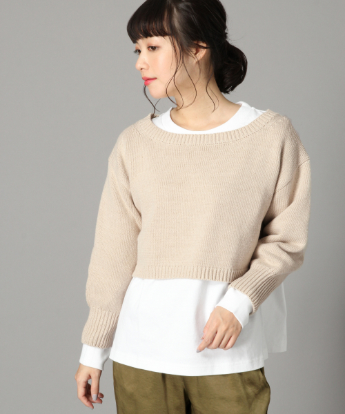 LOWRYS FARM（ローリーズファーム）の「５Ｇオフショル２Ｐプルオーバー　826401（ニット/セーター・レディース・オフホワイト/ブラック/ベージュ・FREE）」の8枚目の写真