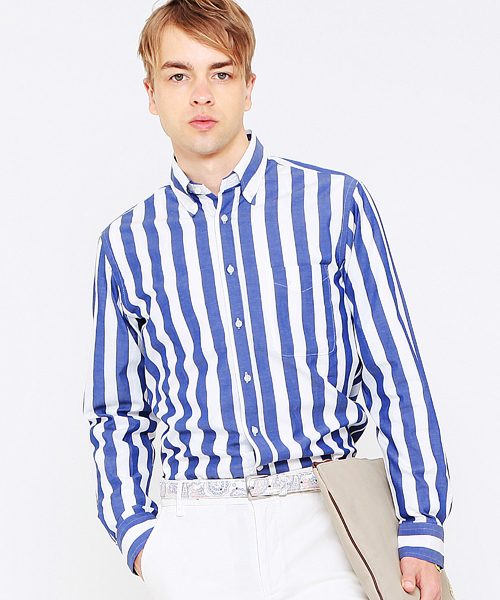 BEAMS LIGHTS Men's（ビームスライツ メンズ）の「○BEAMS LIGHTS / ビッグストライプシャツ（シャツ/ブラウス・メンズ・ブラック/ベージュ/ブルー・SMALL/X-LARGE/MEDIUM/LARGE）」の3枚目の写真