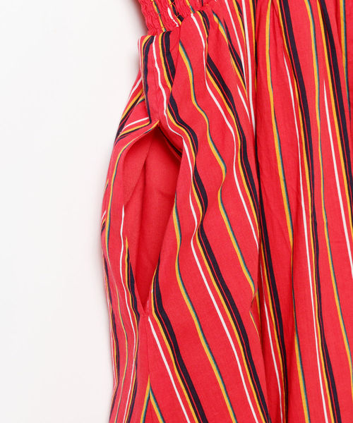 Ray BEAMS（レイビームス）の「Ray BEAMS / マルチ ストライプ フリル ノースリーブ ワンピース（ワンピース・レディース・ネイビー/レッド・ONE SIZE）」の10枚目の写真