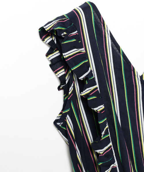 Ray BEAMS（レイビームス）の「Ray BEAMS / マルチ ストライプ フリル ノースリーブ ワンピース（ワンピース・レディース・ネイビー/レッド・ONE SIZE）」の14枚目の写真