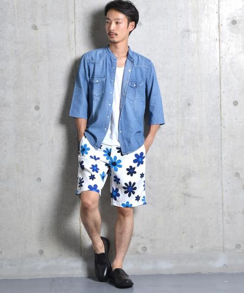 SHIPS GENERAL SUPPLY（シップスジェネラルサプライ）の「SGS: フラワープリント/バミューダショーツ■（チノパンツ・メンズ・ベージュ/ネイビー/ブルー系その他/ブラック/ブルー/ダークネイビー/オフホワイト/オリーブ/ホワイト系その他/ブルーグラス/ストーン・X-LARGE/LARGE/SMALL/MEDIUM）」の22枚目の写真