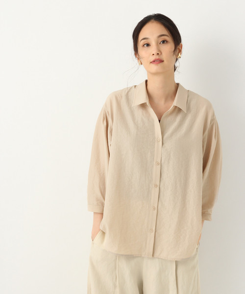 GLOBAL WORK(グローバルワーク)の「ワッシャーデシンシャツ8分袖/844891(シャツ/ブラウス・レディース・ワインレッド/フューシャピンク/ベージュ・FREE)」の7枚目の写真