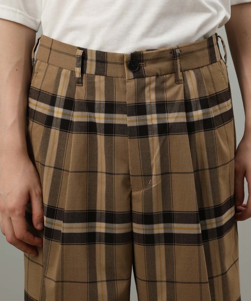 JUNRED（ジュンレッド）の「グランドチェックワイドパンツ（その他パンツ・メンズ・チャコールグレー/ダークブラウン・S/M/L）」の4枚目の写真