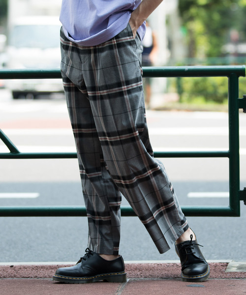 JUNRED（ジュンレッド）の「グランドチェックワイドパンツ（その他パンツ・メンズ・チャコールグレー/ダークブラウン・S/M/L）」の15枚目の写真