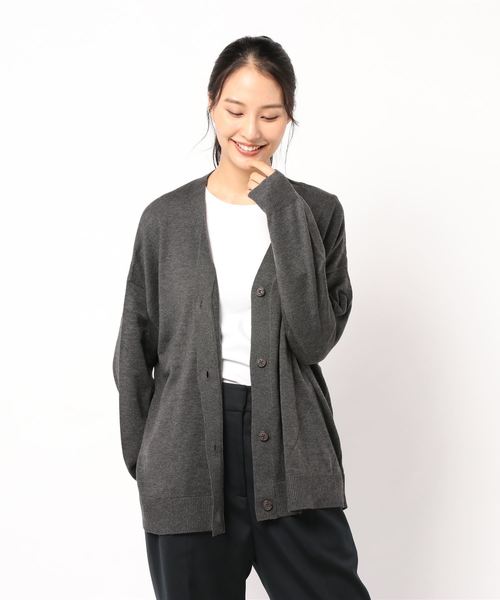 AMERICAN HOLIC(アメリカンホリック)の「バックVドロップショルダーカーディガン*(カーディガン/ボレロ・レディース・ネイビー/ピンク/グリーン/ベージュ系その他/キャメル/グレー系その他2・M/L)」の2枚目の写真