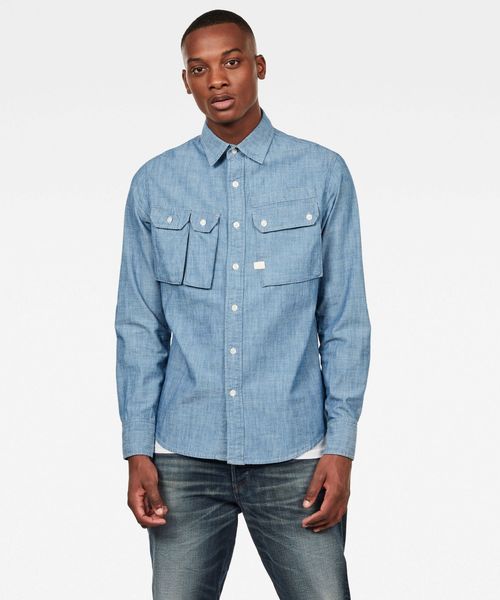 G-STAR(ジースター)の「OSPAK SLIM SHIRT(シャツ/ブラウス・メンズ・インディゴブルー・SMALL/MEDIUM/LARGE/X-LARGE/X-SMALL)」の1枚目の写真