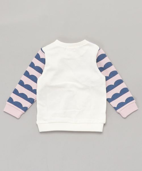 Mialy Mail（ミアリーメール）の「裏毛配色キリカエトレーナー（スウェット・キッズ・ブラック/ホワイト・80/90/95/100/110/120/130）」の3枚目の写真