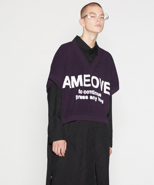 SHAREEF（シャリーフ）の「KNIT VEST（ニット/セーター・メンズ・ライトグレー/ブラック/パープル/オレンジ・1/2）」の3枚目の写真