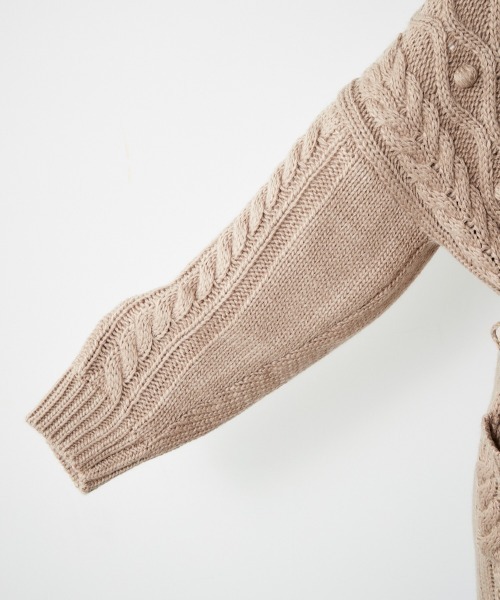 cepo（セポ）の「ポンポンケーブルラップカーデ（カーディガン/ボレロ・レディース・オフホワイト/モカ・M）」の15枚目の写真
