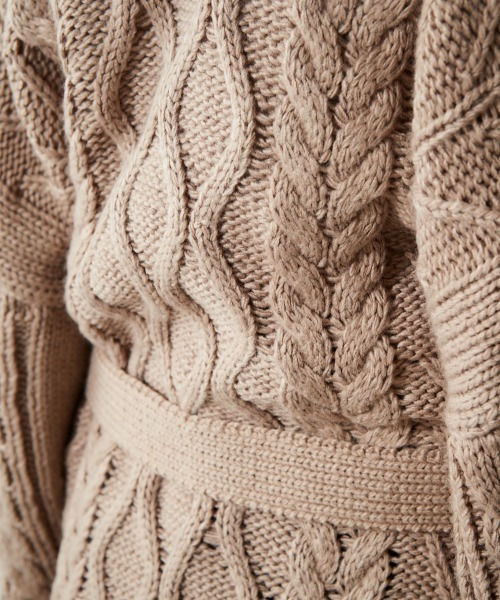 cepo（セポ）の「ポンポンケーブルラップカーデ（カーディガン/ボレロ・レディース・オフホワイト/モカ・M）」の18枚目の写真