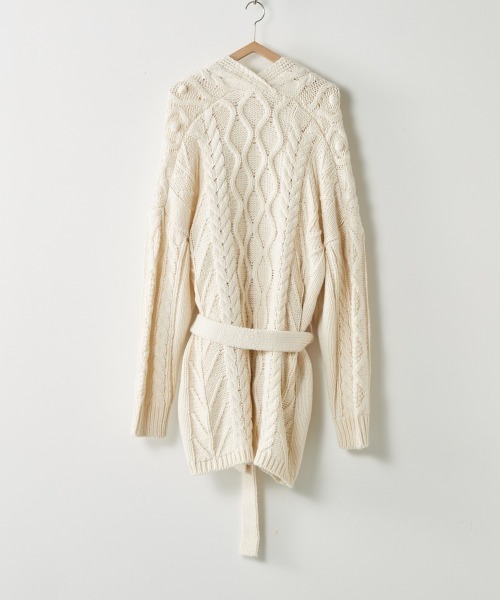 cepo（セポ）の「ポンポンケーブルラップカーデ（カーディガン/ボレロ・レディース・オフホワイト/モカ・M）」の10枚目の写真