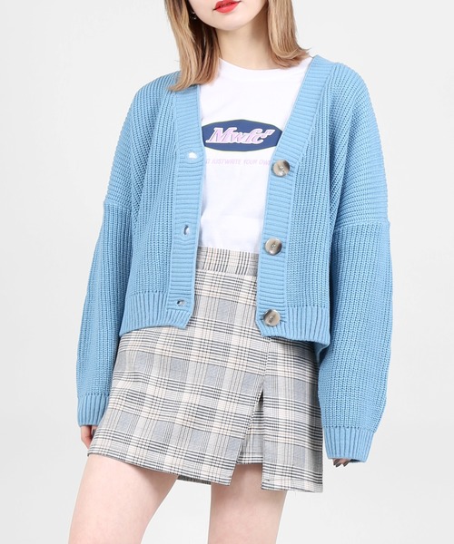 DING(ディング)の「DING/ドロップショルダーニットカーディガン(カーディガン/ボレロ・レディース・ブルー/グリーン/ベージュ・FREE)」の3枚目の写真