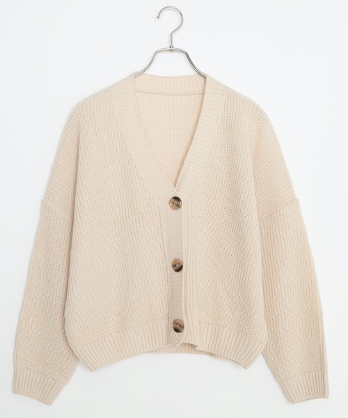 DING(ディング)の「DING/ドロップショルダーニットカーディガン(カーディガン/ボレロ・レディース・ブルー/グリーン/ベージュ・FREE)」の6枚目の写真