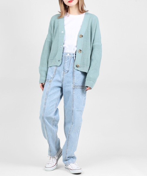 DING(ディング)の「DING/ドロップショルダーニットカーディガン(カーディガン/ボレロ・レディース・ブルー/グリーン/ベージュ・FREE)」の4枚目の写真