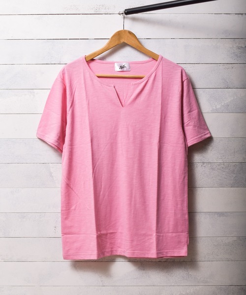 ARCHIVER（アーカイバ）の「【Bl】スラブ天竺キーネックTシャツ（Tシャツ/カットソー・レディース・ホワイト/ブラック/ネイビー/グレー/ピンク・MEDIUM/LARGE/X-LARGE）」の5枚目の写真