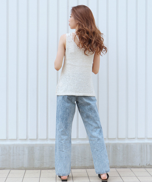 VENCEEXCHANGE(ヴァンスエクスチェンジ)の「【WEB限定】杢テープ糸キャミセットゆるタンク(Tシャツ/カットソー・レディース・ブラウン/オフホワイト・フリー)」の4枚目の写真