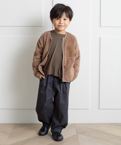 MAKE YOUR DAY（メイクユアデイ）の「ストレッチツイル裾ボタンテーパードパンツ■80～140cm（その他パンツ・キッズ・チャコールグレー/ブラウン/イエロー/ダークブルー・90/100/110/120/80/130/140）」の14枚目の写真