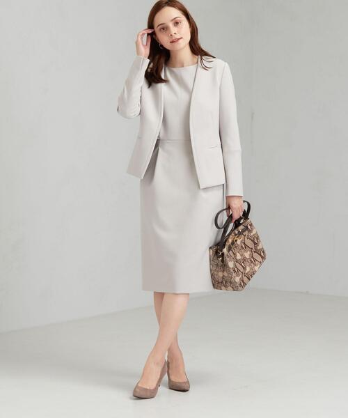 green label relaxing（グリーンレーベルリラクシング）の「[ 手洗い可能 / ダブルクロス ] ◆D ノーラペル ジャケット ◇No06◇（ノーカラージャケット・レディース・ダークグレー/ベージュ/ネイビー・38/46/40/42/44/34/36）」の12枚目の写真