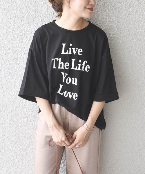 ＋81BRANCA（ハチイチブランカ）の「81BRANCAビッグTEE◇（Tシャツ/カットソー・レディース・ブラウン/オリーブ/ホワイト/ベージュ/ブラック・ONE SIZE）」の3枚目の写真