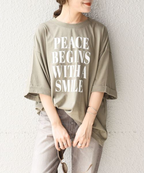 ＋81BRANCA（ハチイチブランカ）の「81BRANCAビッグTEE◇（Tシャツ/カットソー・レディース・ブラウン/オリーブ/ホワイト/ベージュ/ブラック・ONE SIZE）」の10枚目の写真