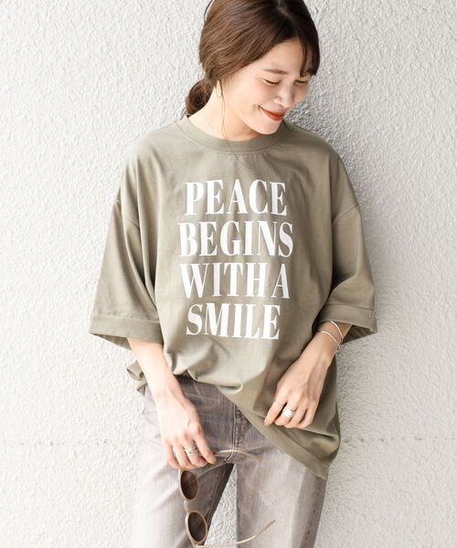 ＋81BRANCA（ハチイチブランカ）の「81BRANCAビッグTEE◇（Tシャツ/カットソー・レディース・ブラウン/オリーブ/ホワイト/ベージュ/ブラック・ONE SIZE）」の9枚目の写真