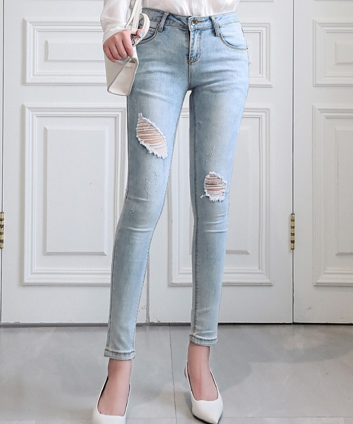 セール レディース ダメージ加工ストレッチスキニーデニムパンツ デニムパンツ Day Closet デイ クローゼット のファッション通販 Zozotown