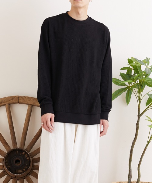 TONE SELECT WEAR(トーンセレクトウェア)の「【TONE MEN'S】カノコクルー/N(BL)(スウェット・メンズ・ブラック/モカ/グレイッシュベージュ/グレイッシュブルー・MEDIUM/X-LARGE/LARGE)」の1枚目の写真
