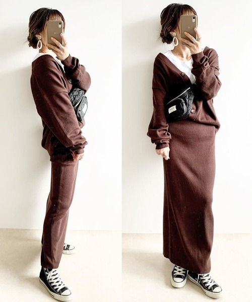 SUGAR BISKET(シュガービスケット)の「カーディガン&ニットスカート セットアップ(ニット/セーター・レディース・ブラウン/ベージュ/ブラック/グレー/ベージュ系その他/ライトグレー・L/M)」の11枚目の写真