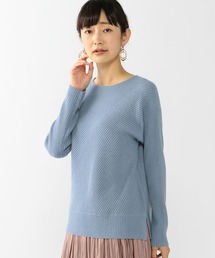 ラメ入りアンゴラ混ウールアシメ切替ニットプルオーバー