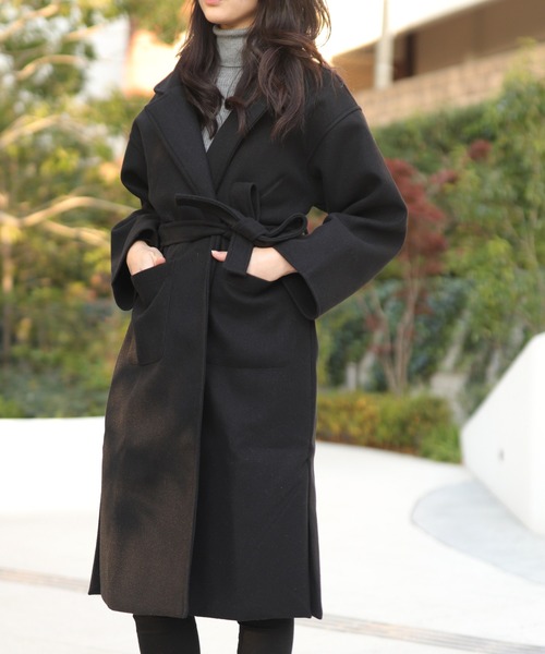 panasea（パナシア）の「メルトン調ドロップショルダーチェスターコート（キルティング裏＆一重裏）（チェスターコート・レディース・ブラック系その他3/ベージュ系その他3/オレンジ系その他2/オレンジ系その他3/ベージュ系その他2/ブラック系その他2・M/L/XL/XXL）」の3枚目の写真