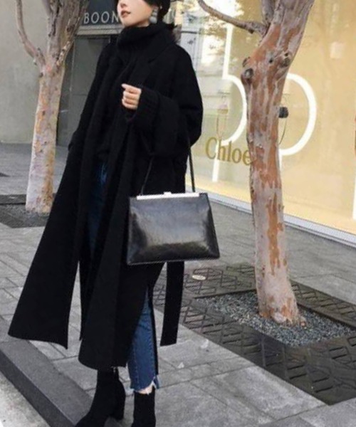 panasea（パナシア）の「メルトン調ドロップショルダーチェスターコート（キルティング裏＆一重裏）（チェスターコート・レディース・ブラック系その他3/ベージュ系その他3/オレンジ系その他2/オレンジ系その他3/ベージュ系その他2/ブラック系その他2・M/L/XL/XXL）」の12枚目の写真