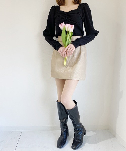 Loueme（ルエム）の「ハートネックパフスリーブトップス（Tシャツ/カットソー・レディース・ホワイト/ブラック/ベージュ・FREE）」の16枚目の写真