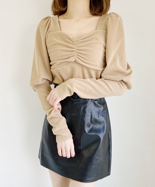 Loueme（ルエム）の「ハートネックパフスリーブトップス（Tシャツ/カットソー・レディース・ホワイト/ブラック/ベージュ・FREE）」の22枚目の写真