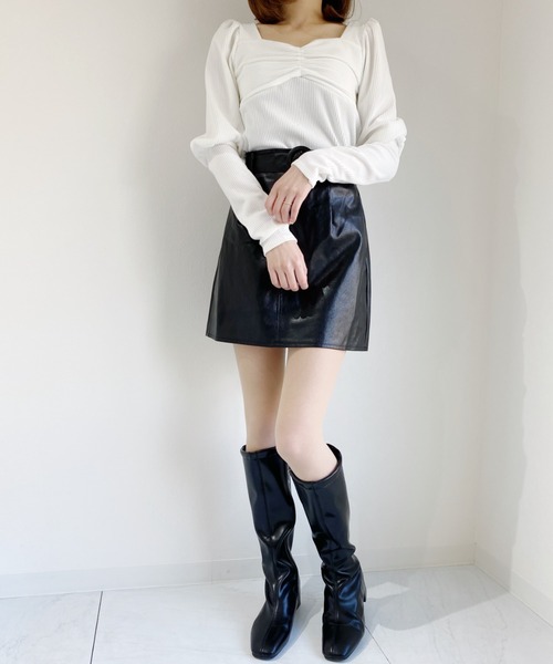 Loueme（ルエム）の「ハートネックパフスリーブトップス（Tシャツ/カットソー・レディース・ホワイト/ブラック/ベージュ・FREE）」の8枚目の写真