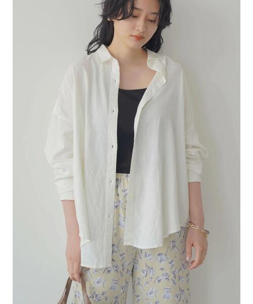 AMERICAN HOLIC（アメリカンホリック）の「リネンブレンドオーバーシャツ（シャツ/ブラウス・レディース・ベージュ/オフホワイト/サックスブルー/ネイビー/イエロー/ストライプ・MEDIUM/LARGE）」の22枚目の写真