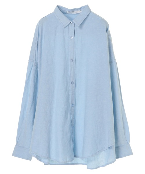 AMERICAN HOLIC（アメリカンホリック）の「リネンブレンドオーバーシャツ（シャツ/ブラウス・レディース・ベージュ/オフホワイト/サックスブルー/ネイビー/イエロー/ストライプ・MEDIUM/LARGE）」の18枚目の写真